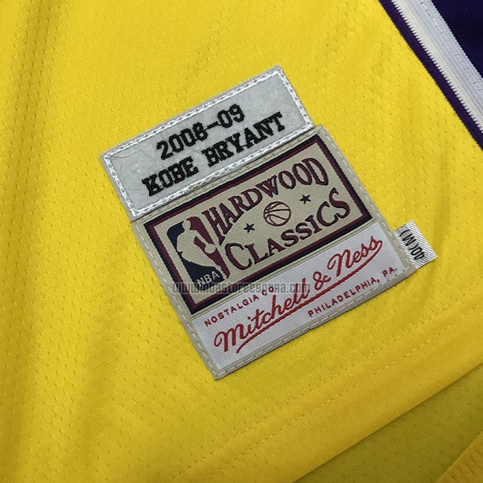 Camiseta Los Angeles Lakers Kobe Bryant NO 24 Mitchell & Ness Amarillo